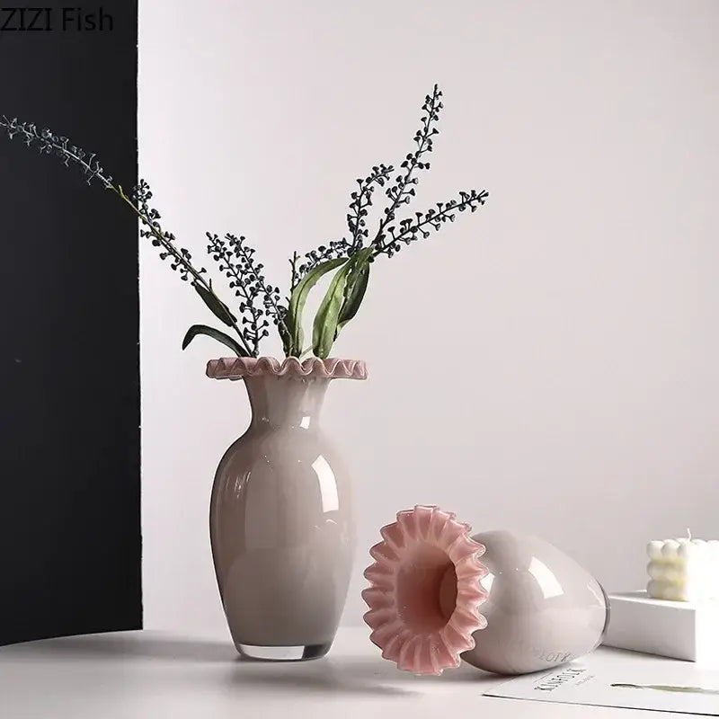 Pink Beige Ceramic Vases