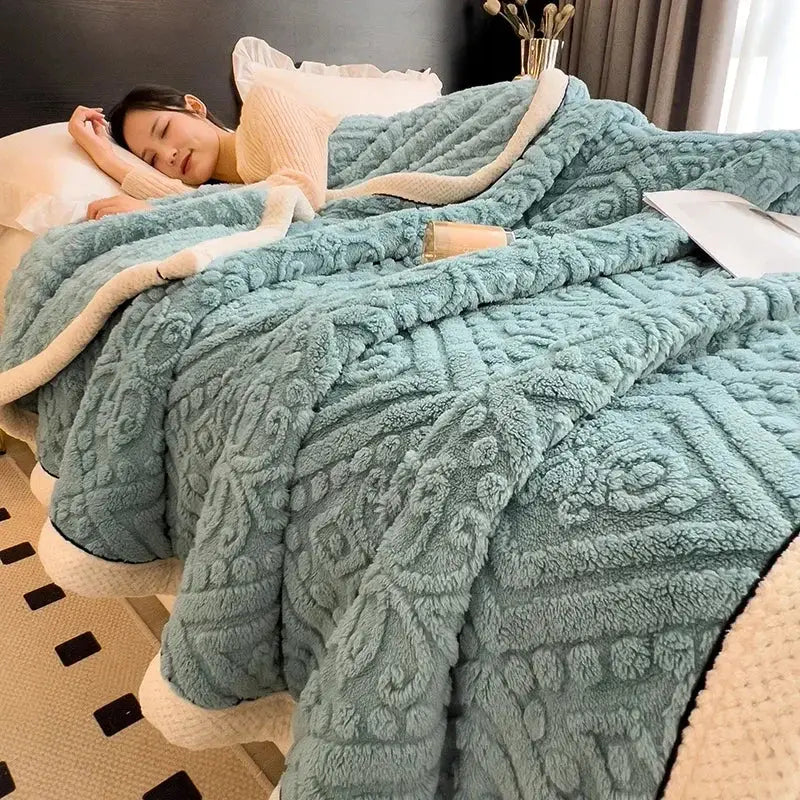 Beige Velvet Throw Blanket