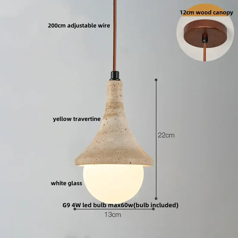 Travertine Globe Pendant Light