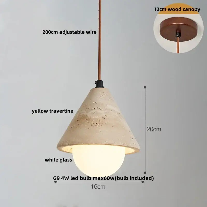 Travertine Globe Pendant Light