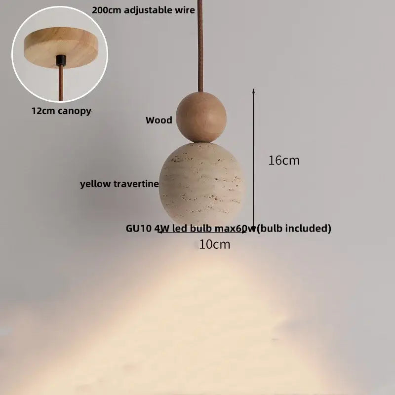 Travertine Globe Pendant Light