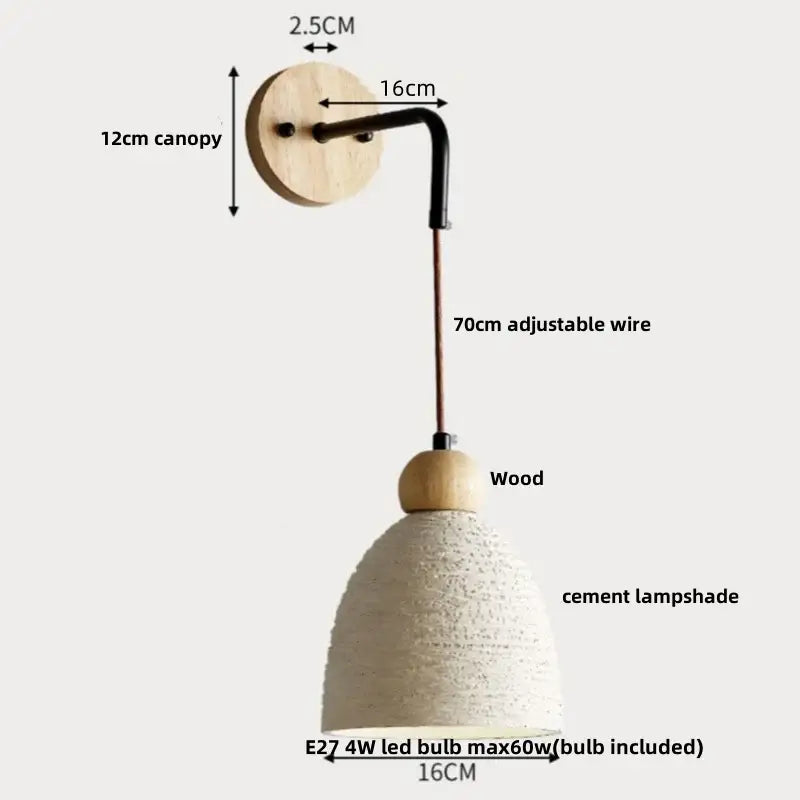 Cement Wood Wall Sconce Minimalist Design