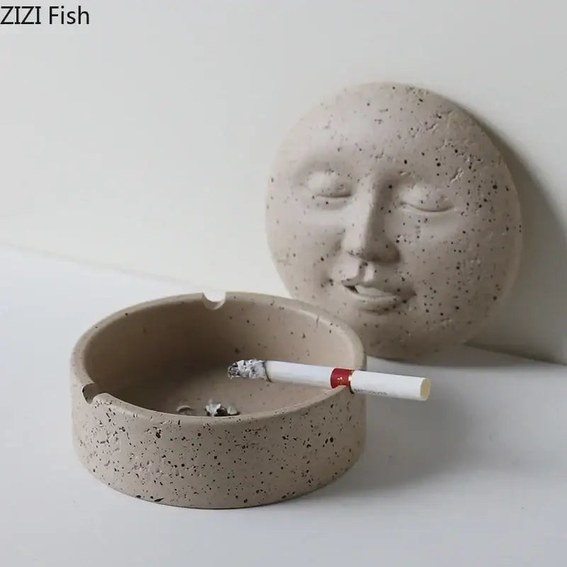 Beige Face Ceramic Ashtray