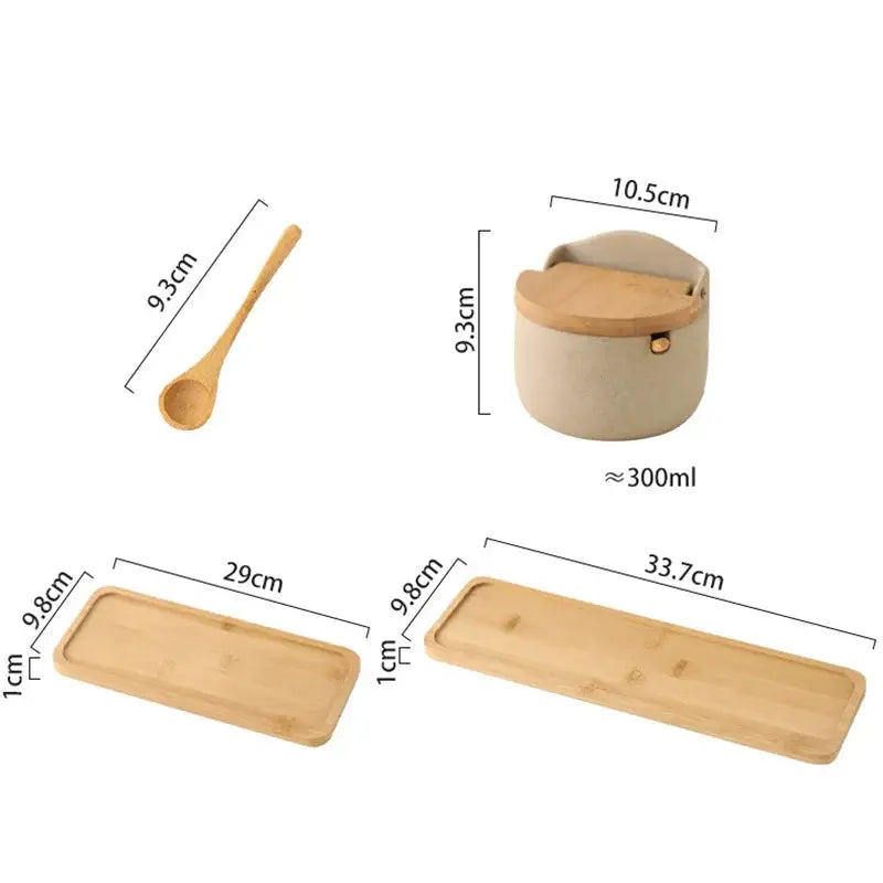 Beige Bamboo Jar Set