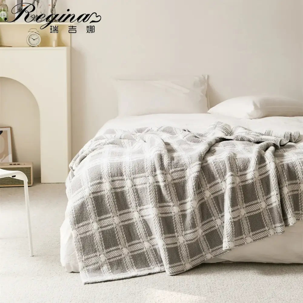 Beige Stripe Microfiber Blanket