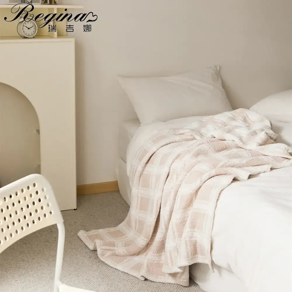 Beige Stripe Microfiber Blanket