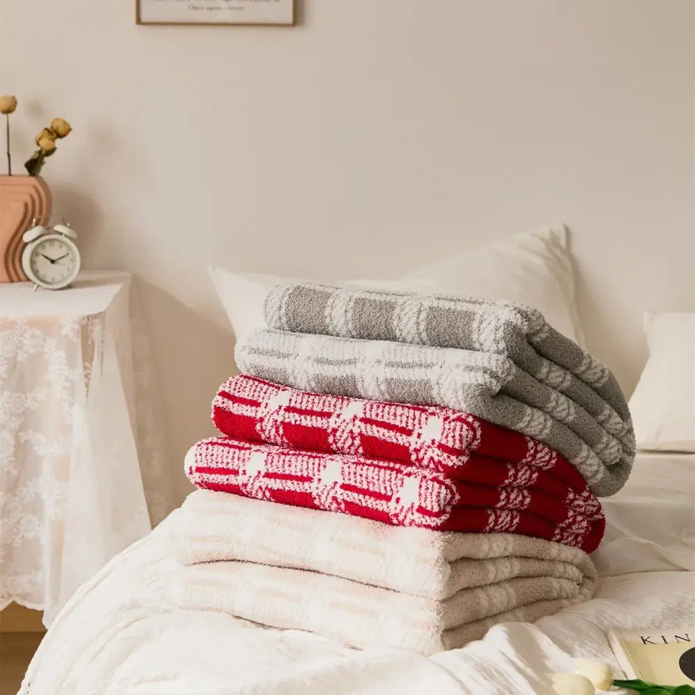Beige Stripe Microfiber Blanket