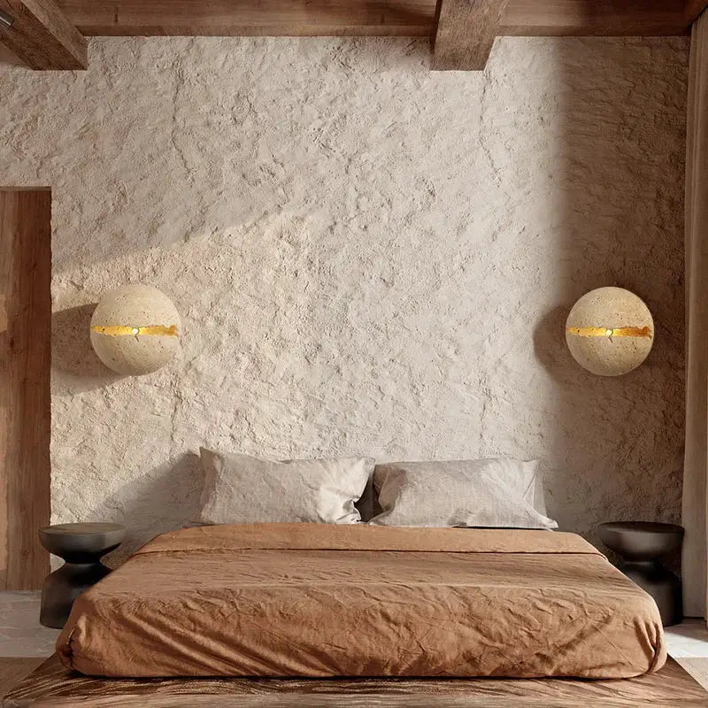 Travertine Oval Wall Lamp