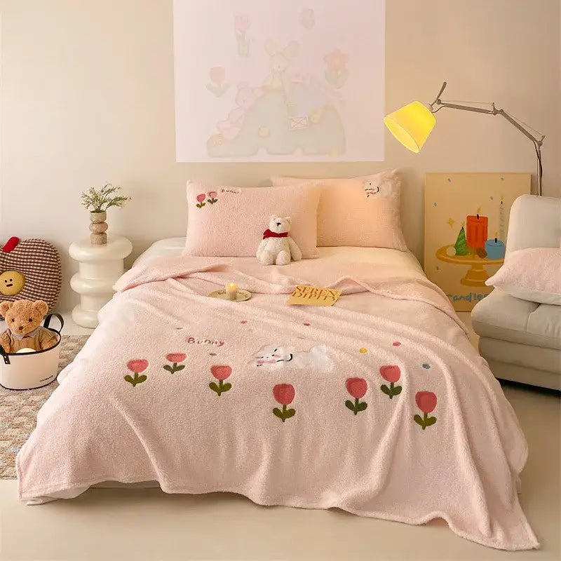 Teddy Fleece Bed Blanket