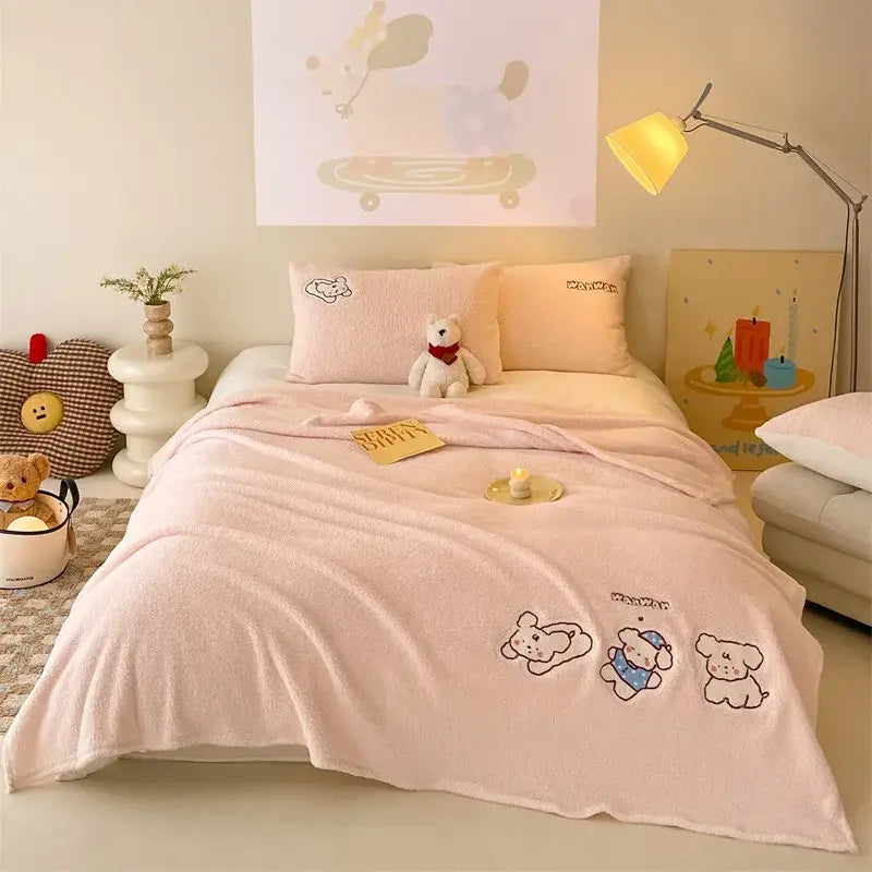 Teddy Fleece Bed Blanket