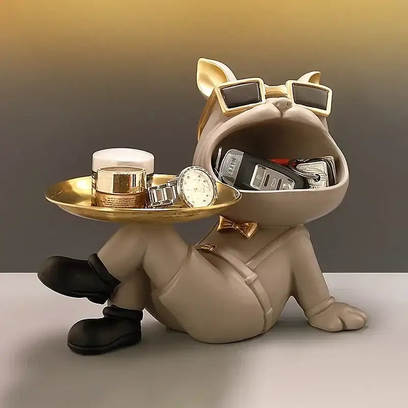 Beige French Bulldog Statue