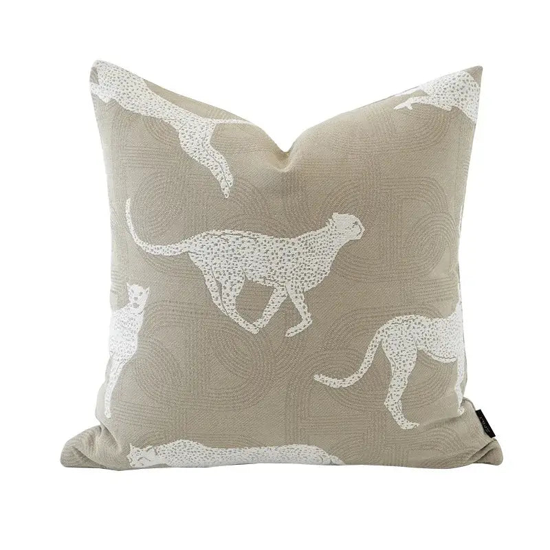Beige Geometric Jacquard Cushion