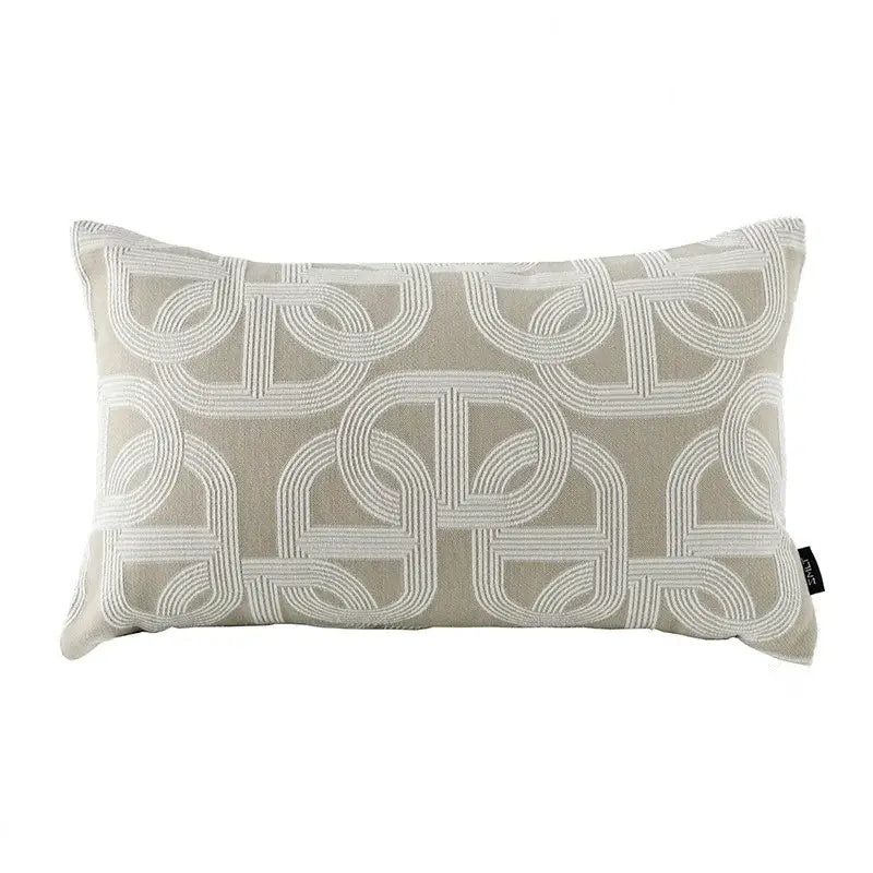 Beige Geometric Jacquard Cushion