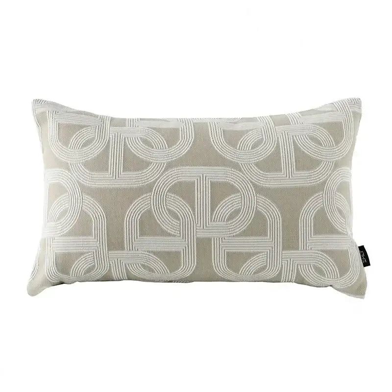 Beige Geometric Jacquard Cushion