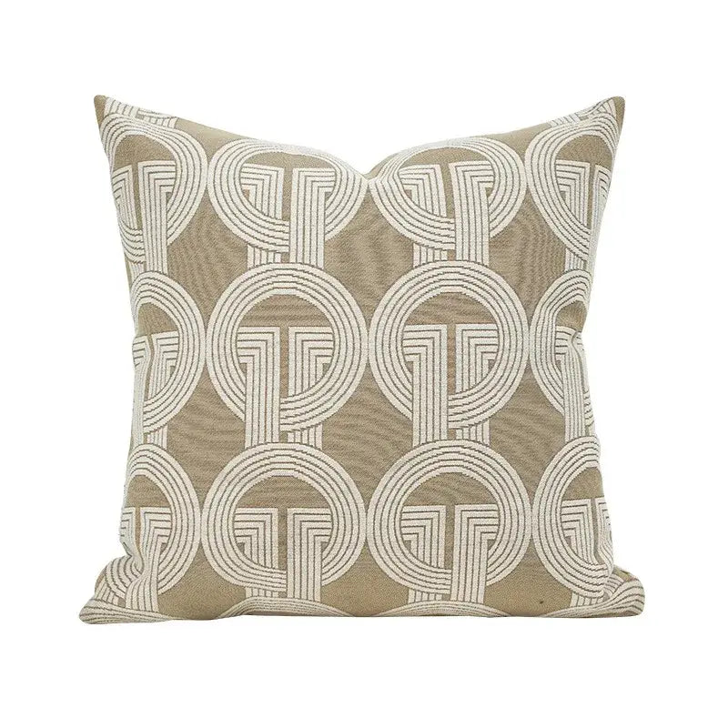 Beige Geometric Jacquard Cushion
