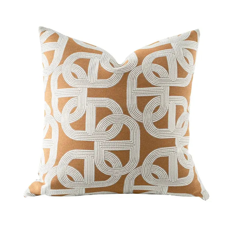 Beige Geometric Jacquard Cushion