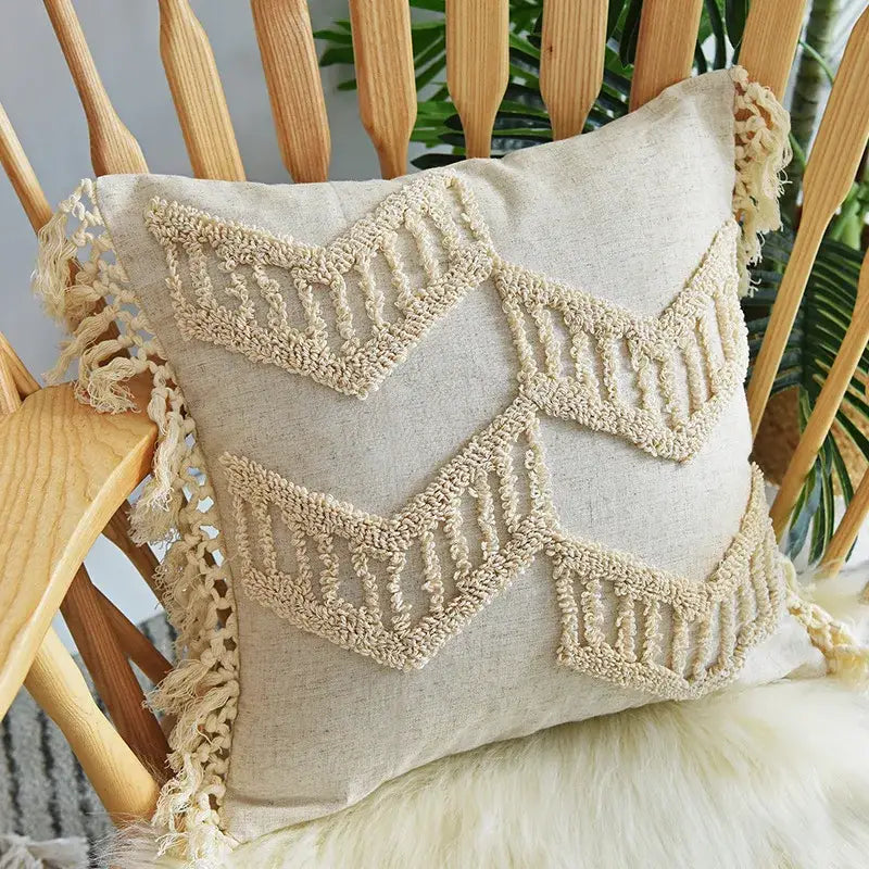 Geometric Tassel Pillowcase Set