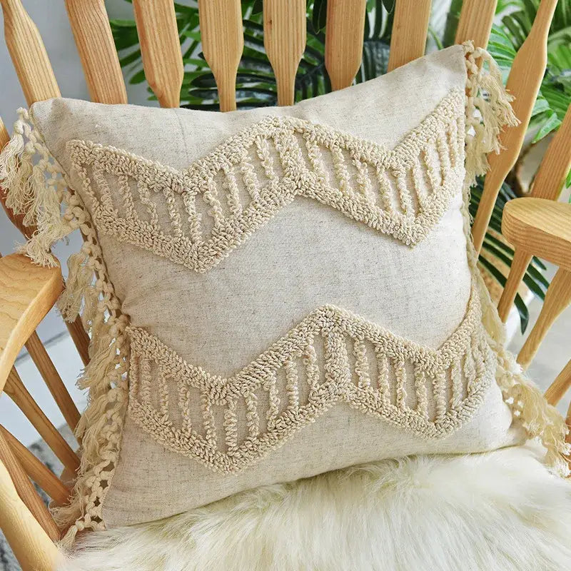 Geometric Tassel Pillowcase Set