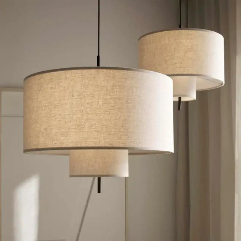 Beige Linen Fabric Chandelier