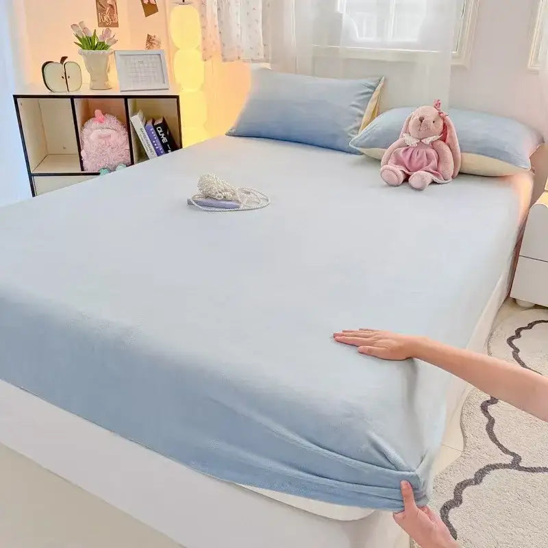 Beige Velvet Fitted Sheet