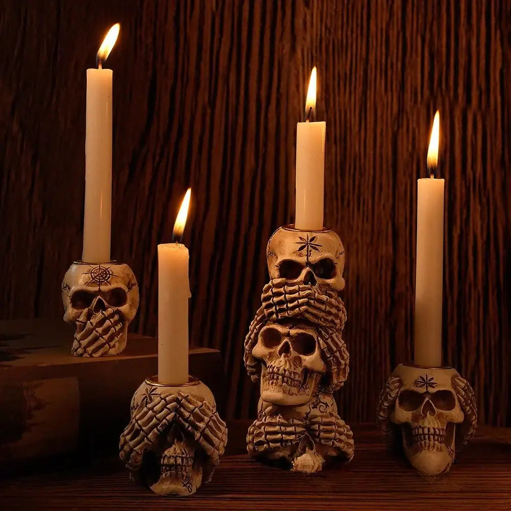 Beige Resin Skeleton Holder