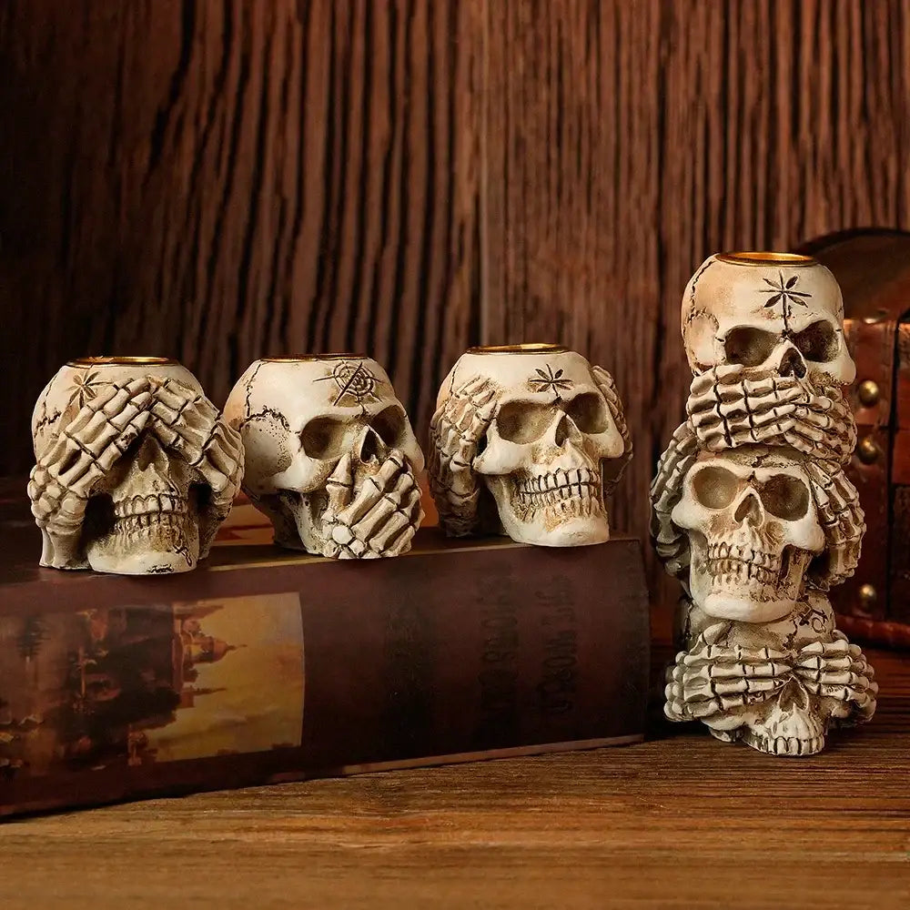 Beige Resin Skeleton Holder