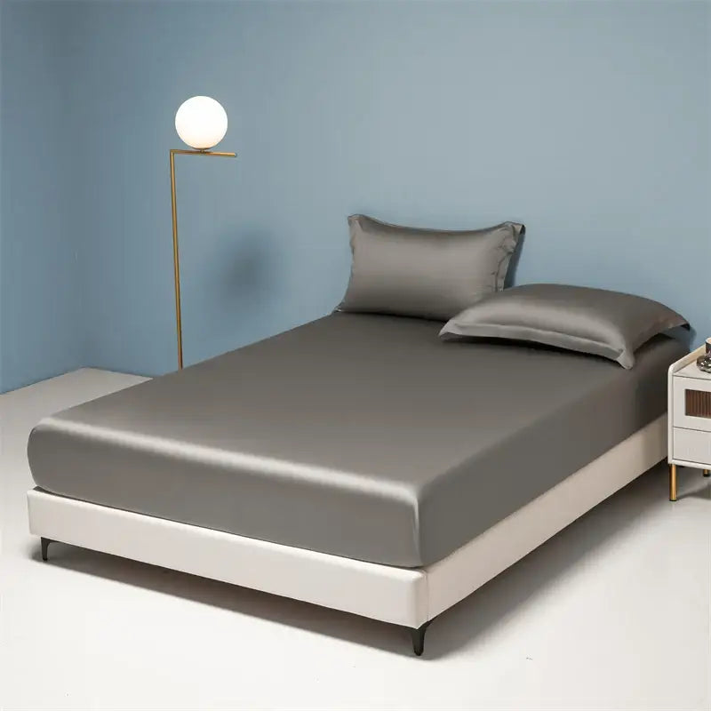 Beige Satin Cotton Fitted Sheet