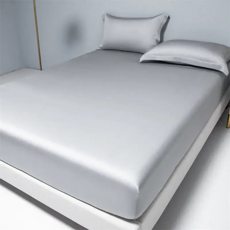 Beige Satin Cotton Fitted Sheet