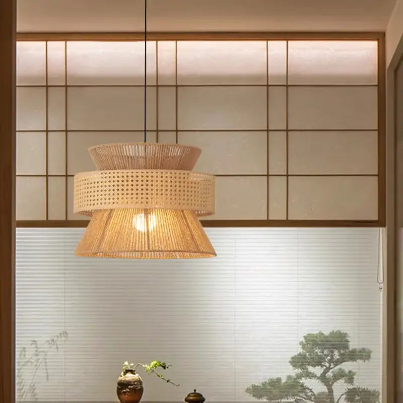Beige Hemp Rope Pendant Light