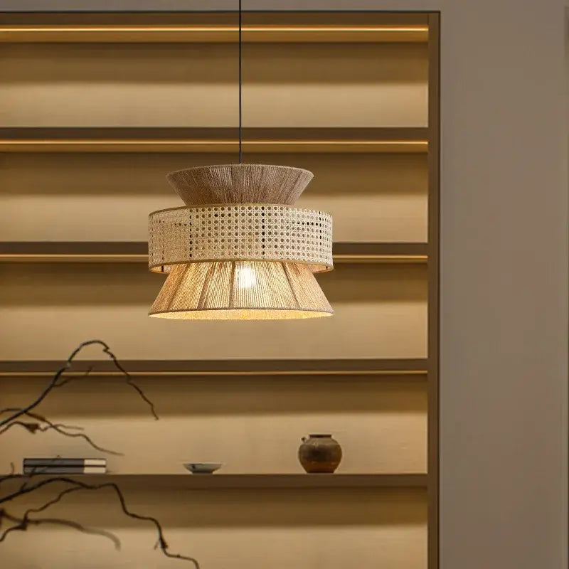 Beige Hemp Rope Pendant Light