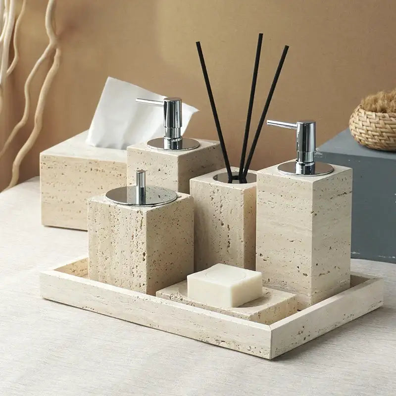 Beige Marble Bathroom Set