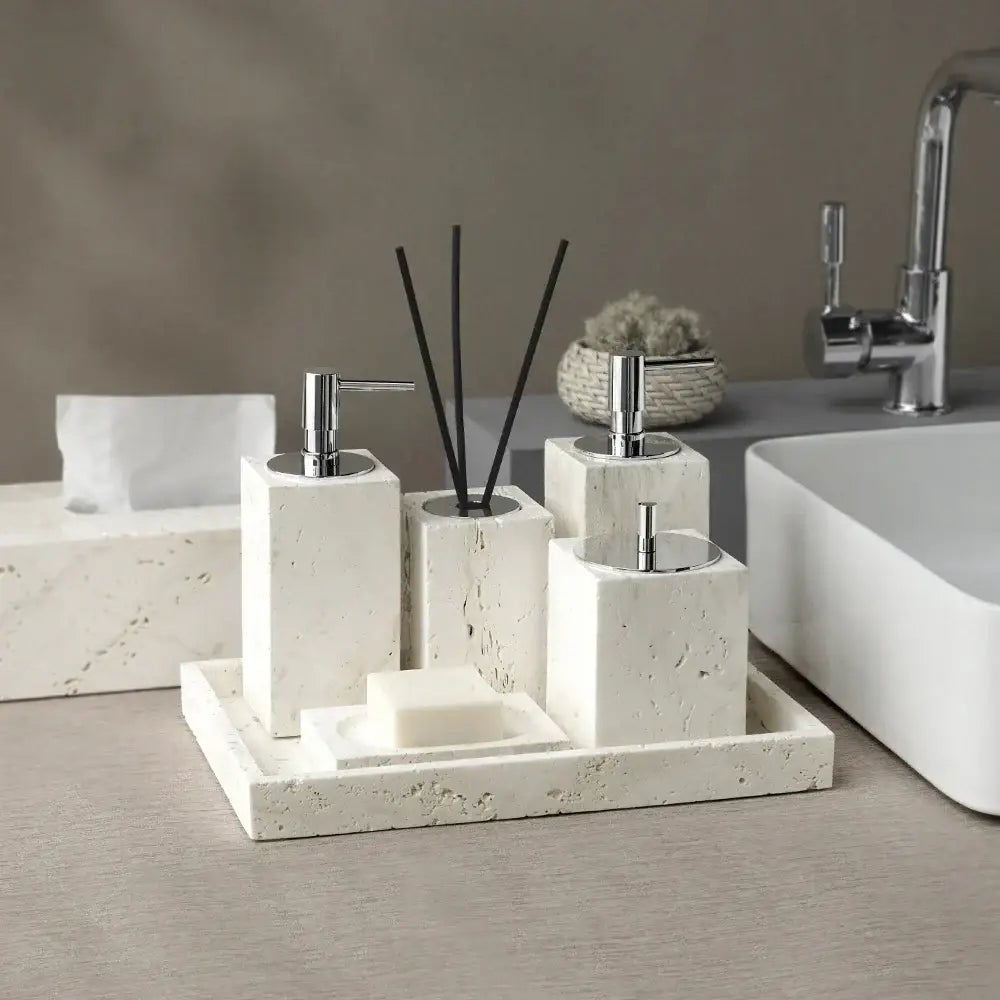 Beige Marble Chrome Set