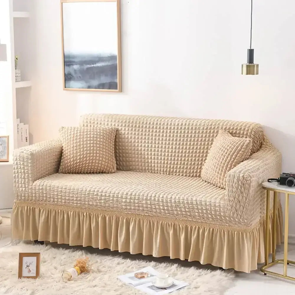Beige Waffle Sofa Slipcover