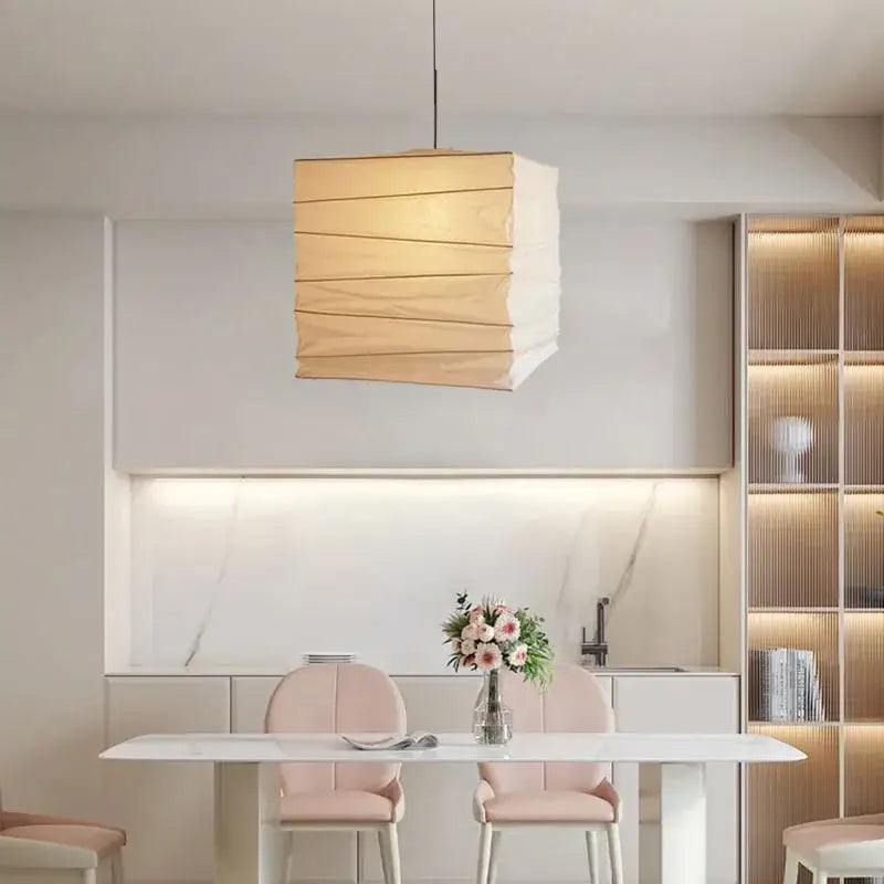 Beige Cube Pendant Lamp
