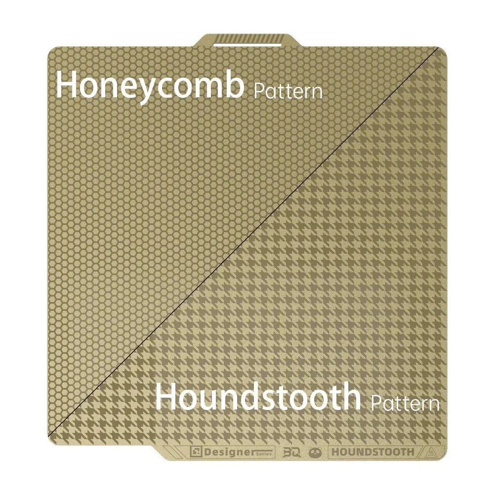 Biqu Panda Designer Series Build Plate for Bambu Labs P1, P2, A1 and X1 - Double Sided Honeycomb and Houdstooth