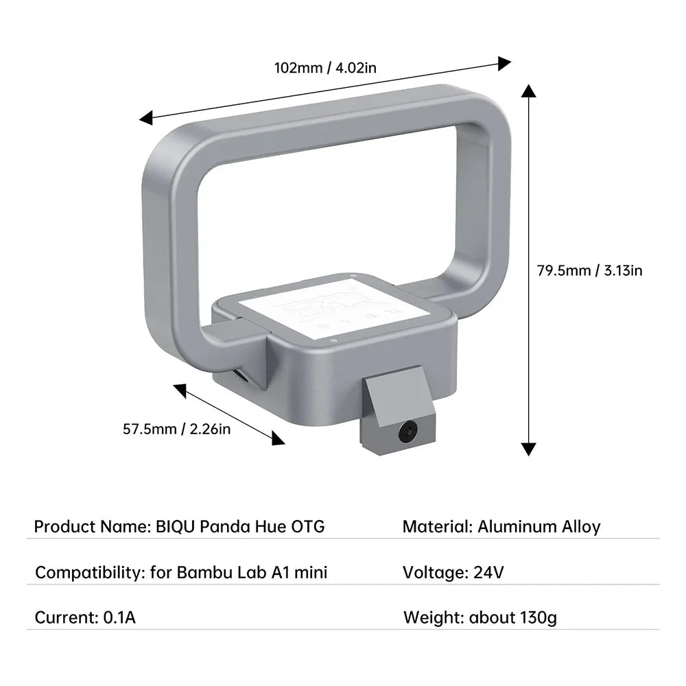 BIQU Panda Hue OTG - CNC Machined DIY Translucent Handle with LED for lifting and hiding wires on A1 Mini