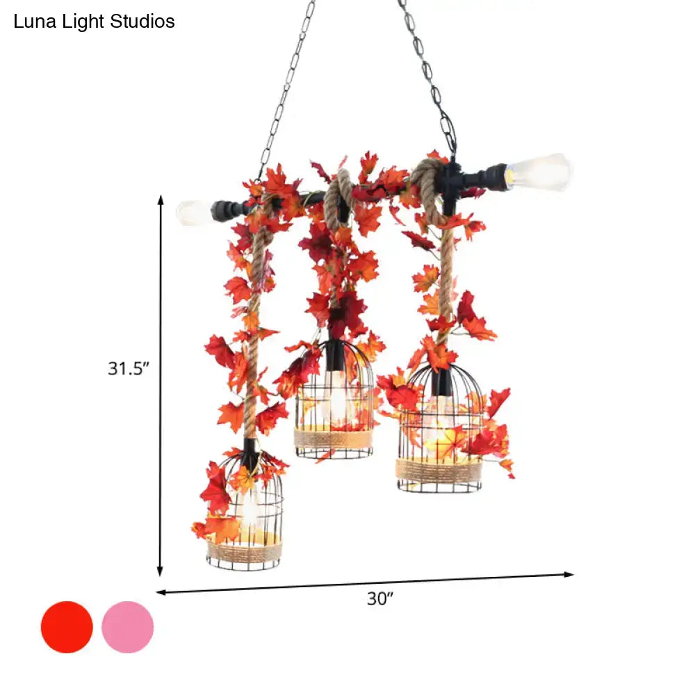 Red Rope Birdcage Pendant