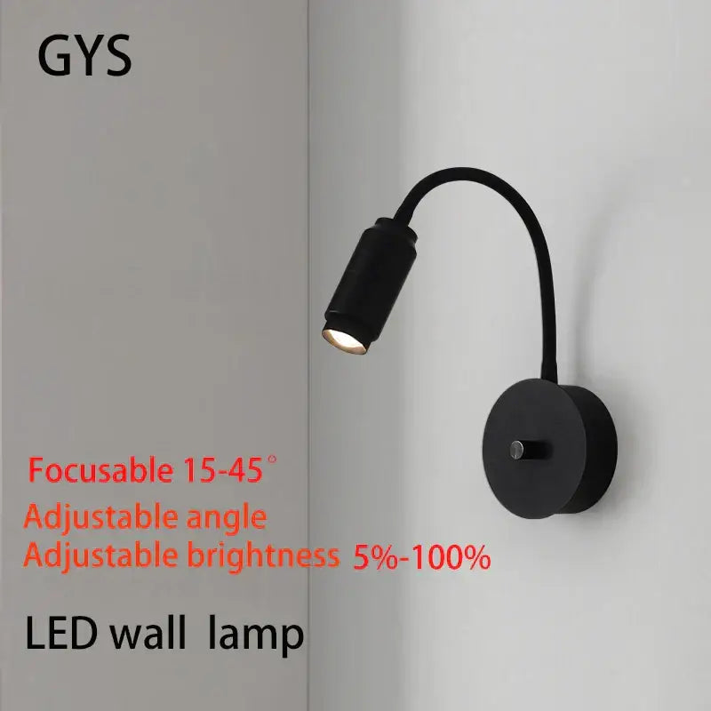 Black Adjustable Wall Lamp 10W for Bedrooms