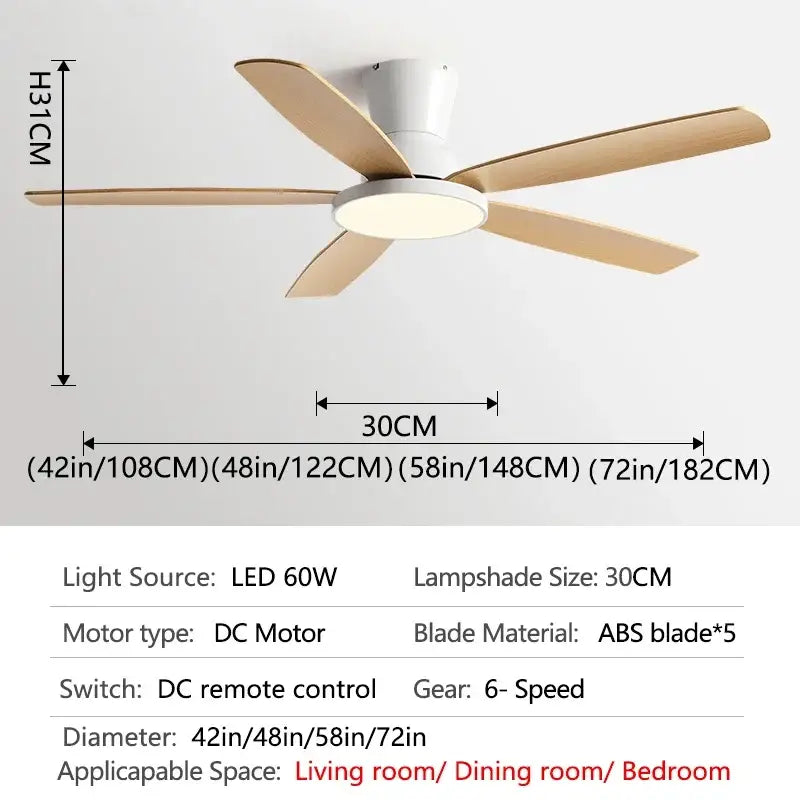 Wood Grain Ceiling Fan Light