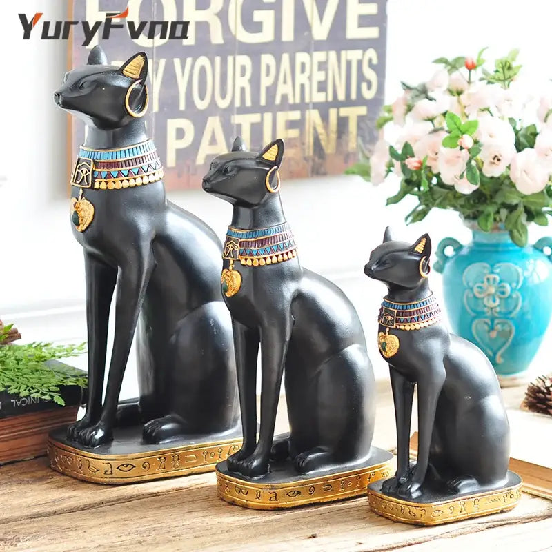 Black Gold Cat Statues