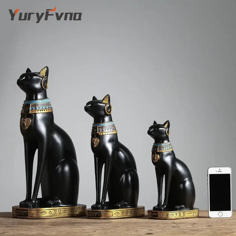 Black Gold Cat Statues