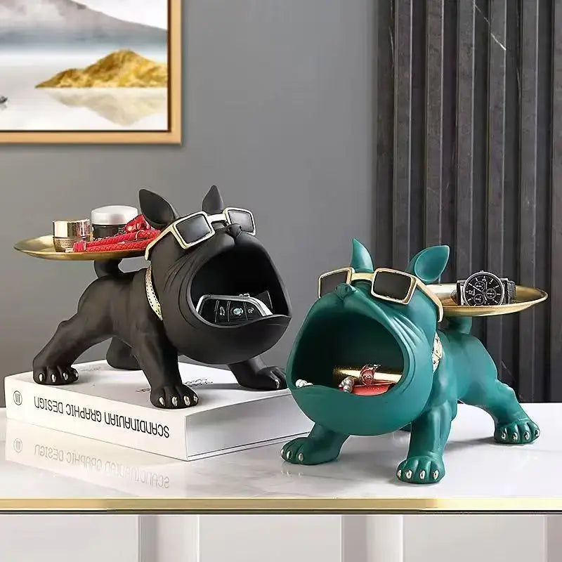 Black Gold Bulldog Remote Control Storage Tray