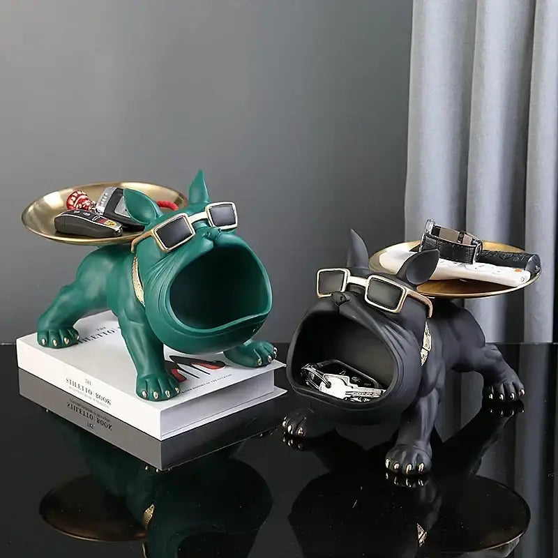Black Gold Bulldog Remote Control Storage Tray