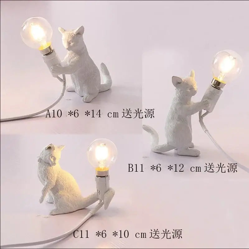 Orange Resin Cat Lamp