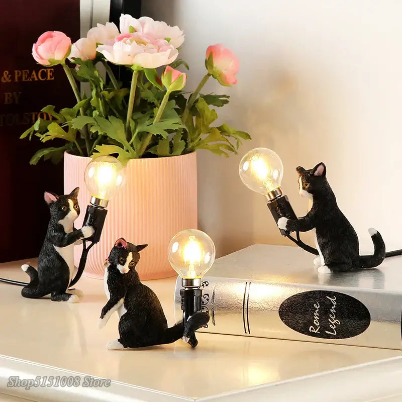 Orange Resin Cat Lamp
