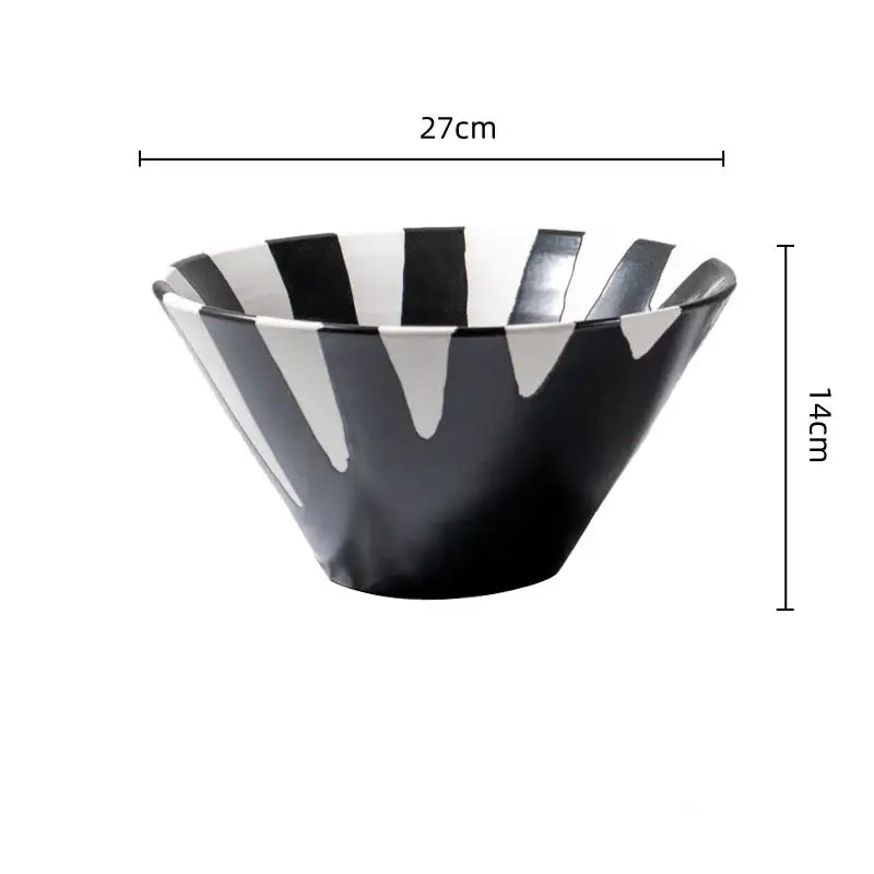 Black White Ceramic Geometric Vase for Flowers