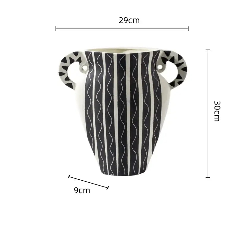 Black White Ceramic Geometric Vase for Flowers