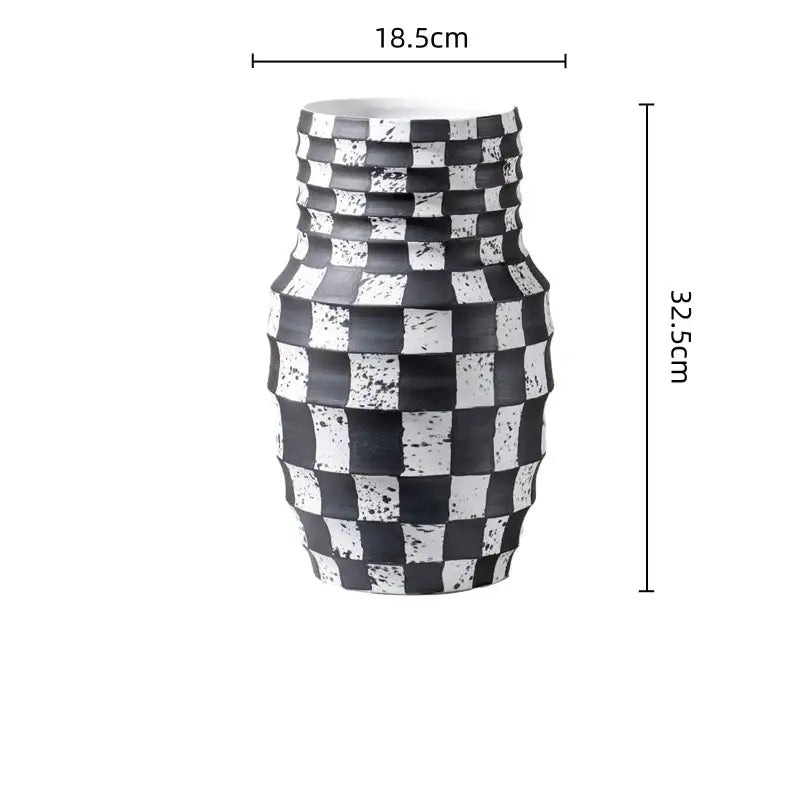 Black White Ceramic Geometric Vase for Flowers