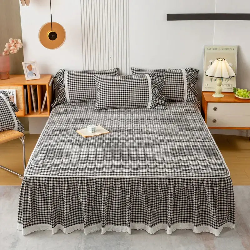 Plaid Cotton Ruffle Bedding