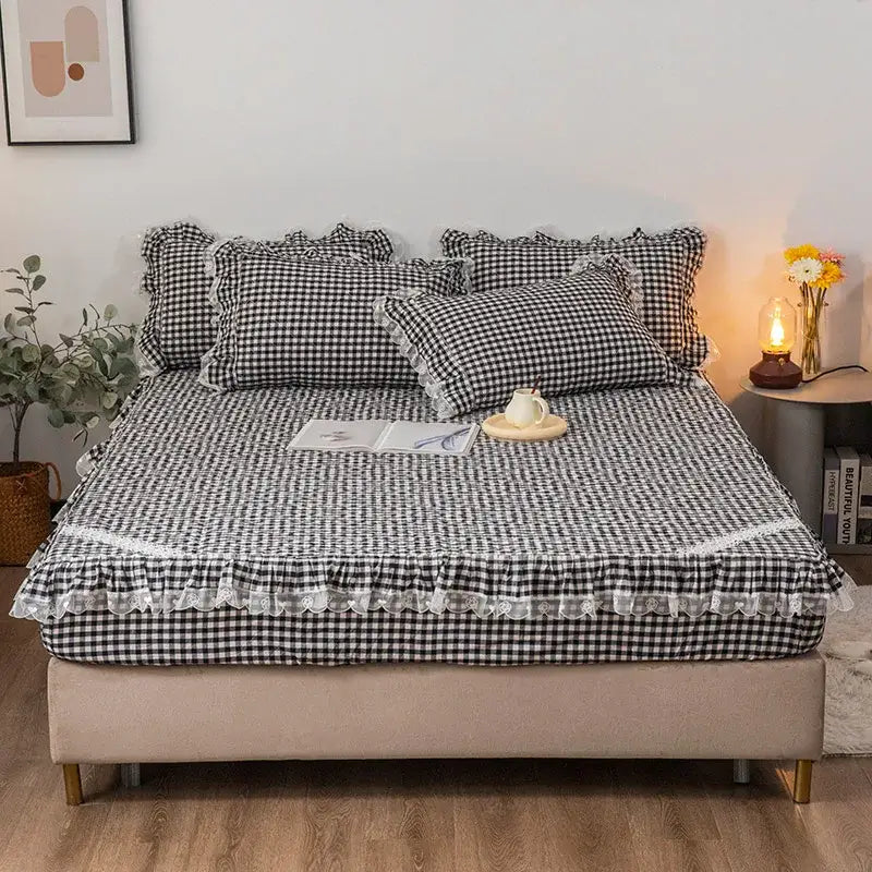Plaid Cotton Ruffle Bedding